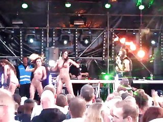 nude on stage gogo girls at rave-techno concert 2